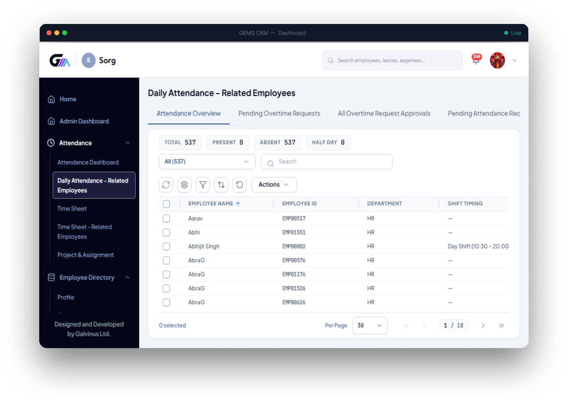 Attendance dashboard
